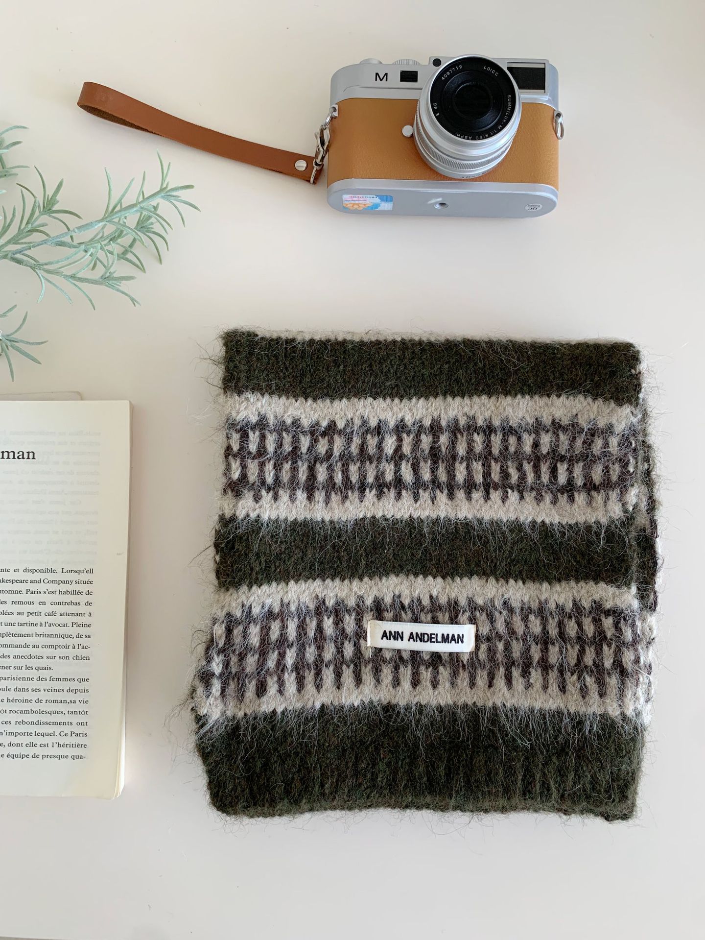 Women's Retro Striped Plaid Jacquard Knitted Scarf photo 8