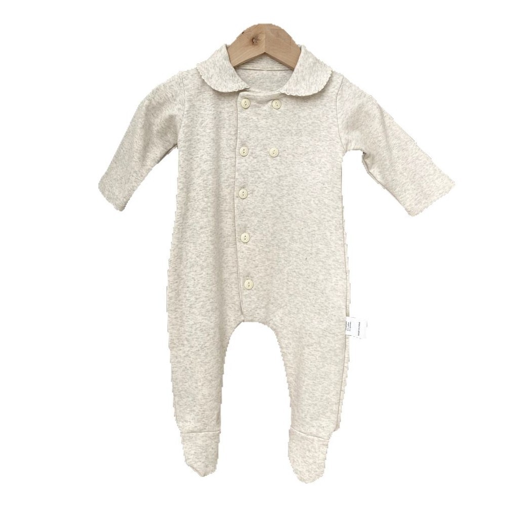Newborn Clothes Peter Pan Collar Open Chest Jumpsuit photo 6