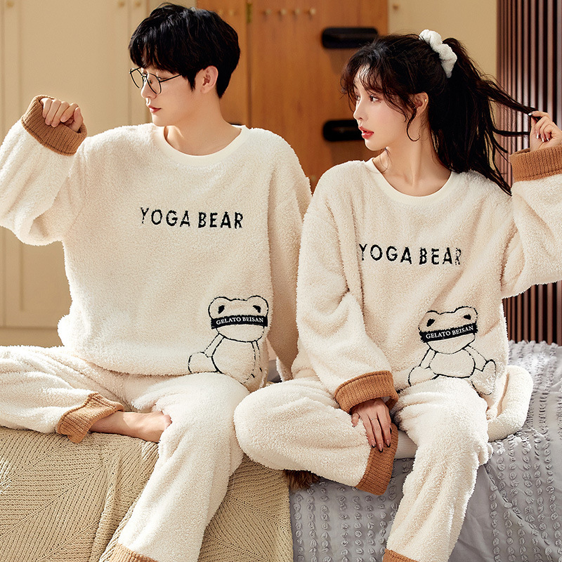 Coral Fleece Couple Household Velvet Pajamas photo 2