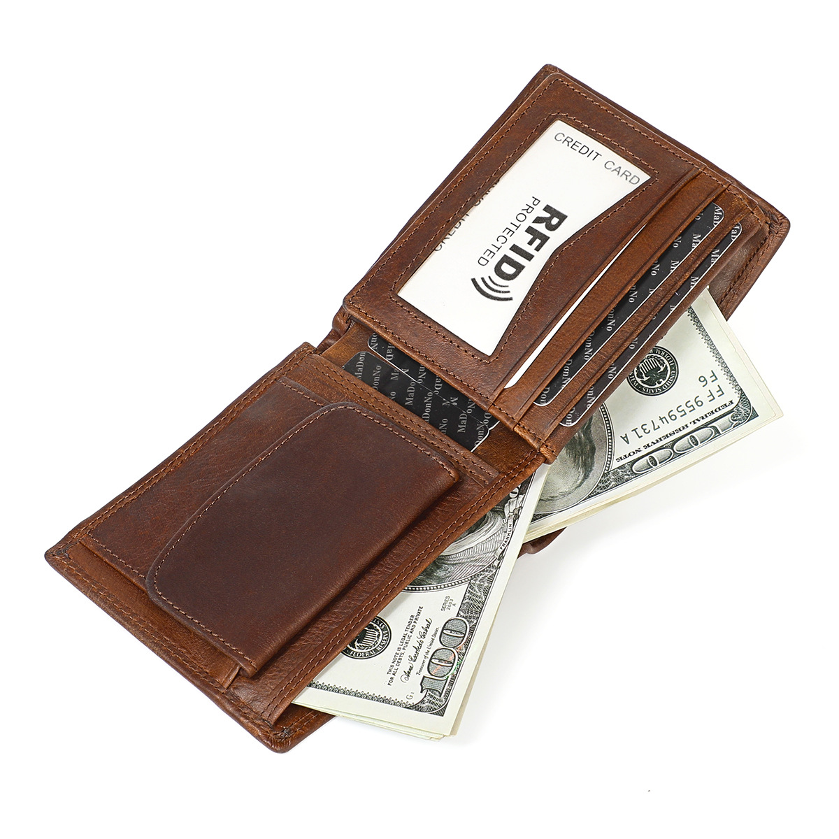 Men's First-Layer Cowhide RFID Anti-Scan Wallet photo 3