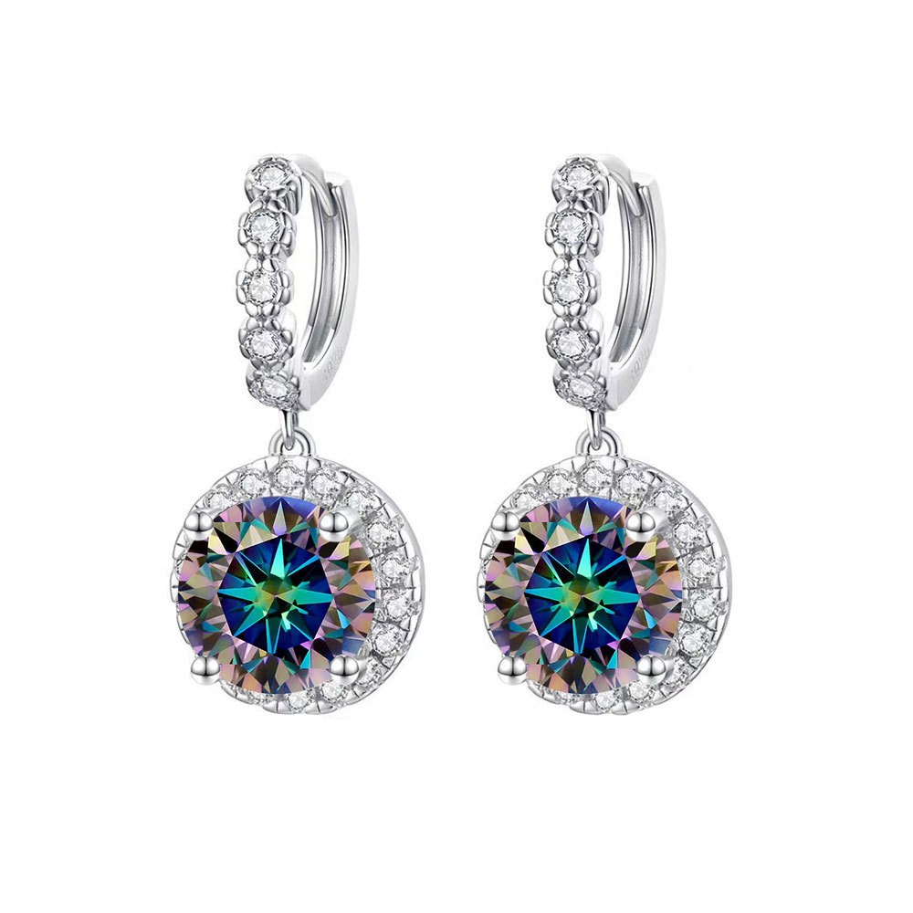 S925 Sterling Silver Moissanite Round Fashion Earrings photo 8