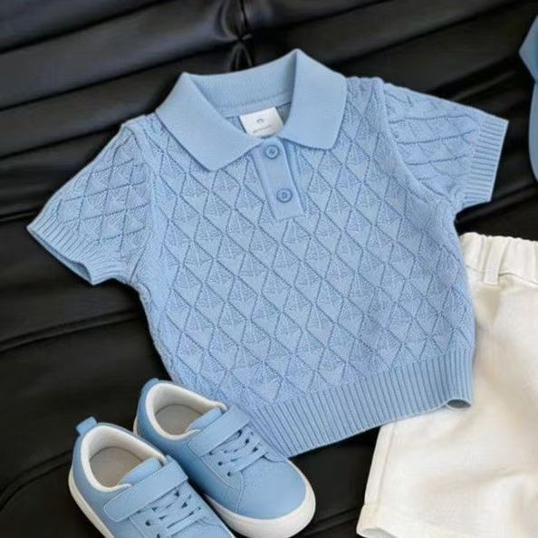 Hollow-out Knitted Short-sleeve Top And Casual Pants photo 5