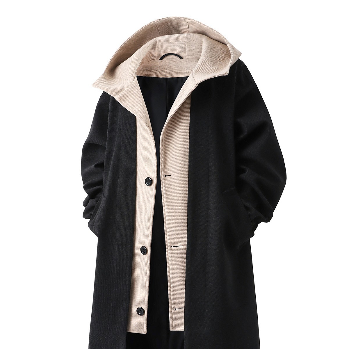 Men's Mid-length Faux Two-piece Trench Coat photo 7