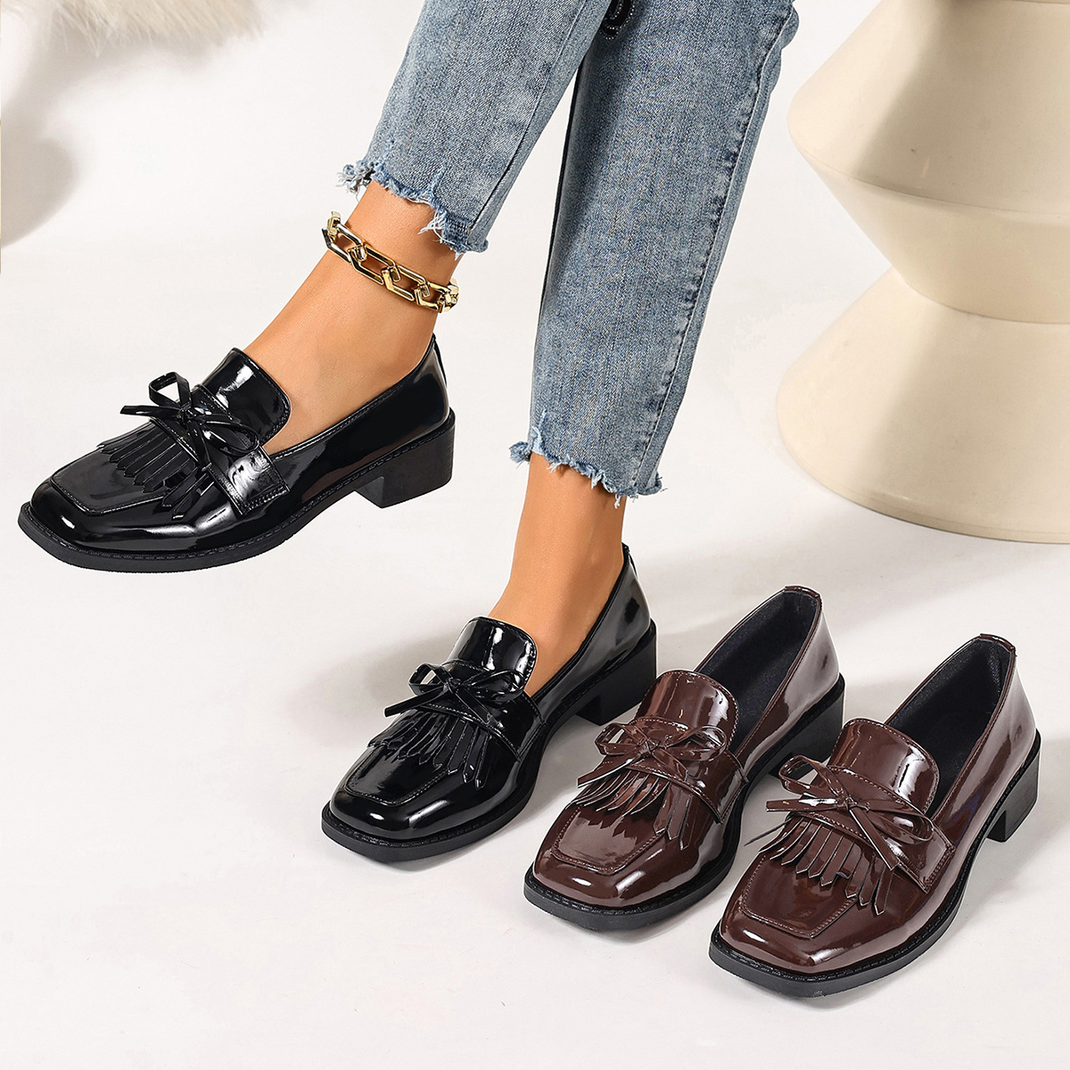 Women's New Shiny Tassel Bow Fashion Pumps photo 5