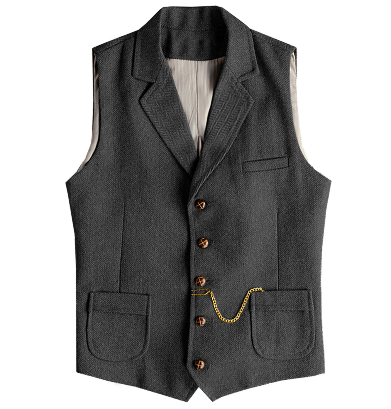 Mens New Herringbone Casual Vest photo 7