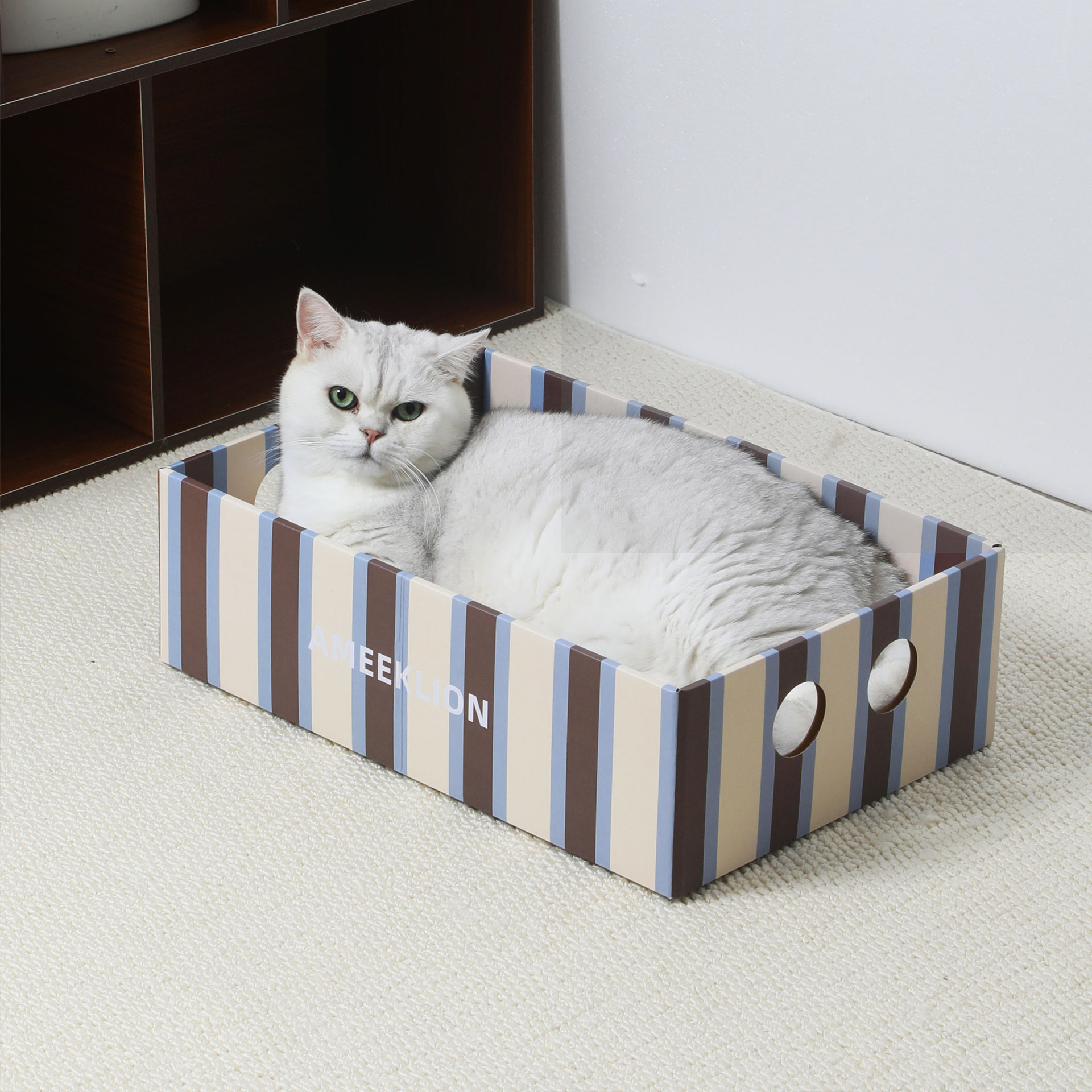 Large Striped Cat Scratching Post With Cat Bed Combo Cat Claw-Grinding Toy photo 8