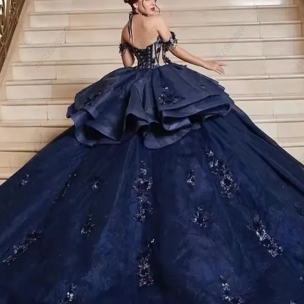 Off Shoulder Applique Dress Prom Polyester Tulle photo 6