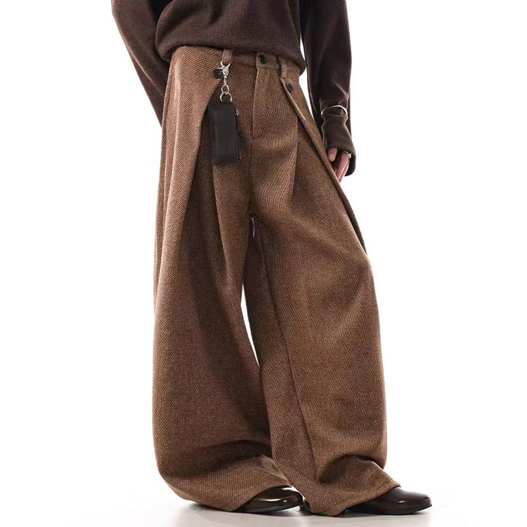 Retro Vintage-style Minimalist A-line Pleated Wool Suit Pants photo 3