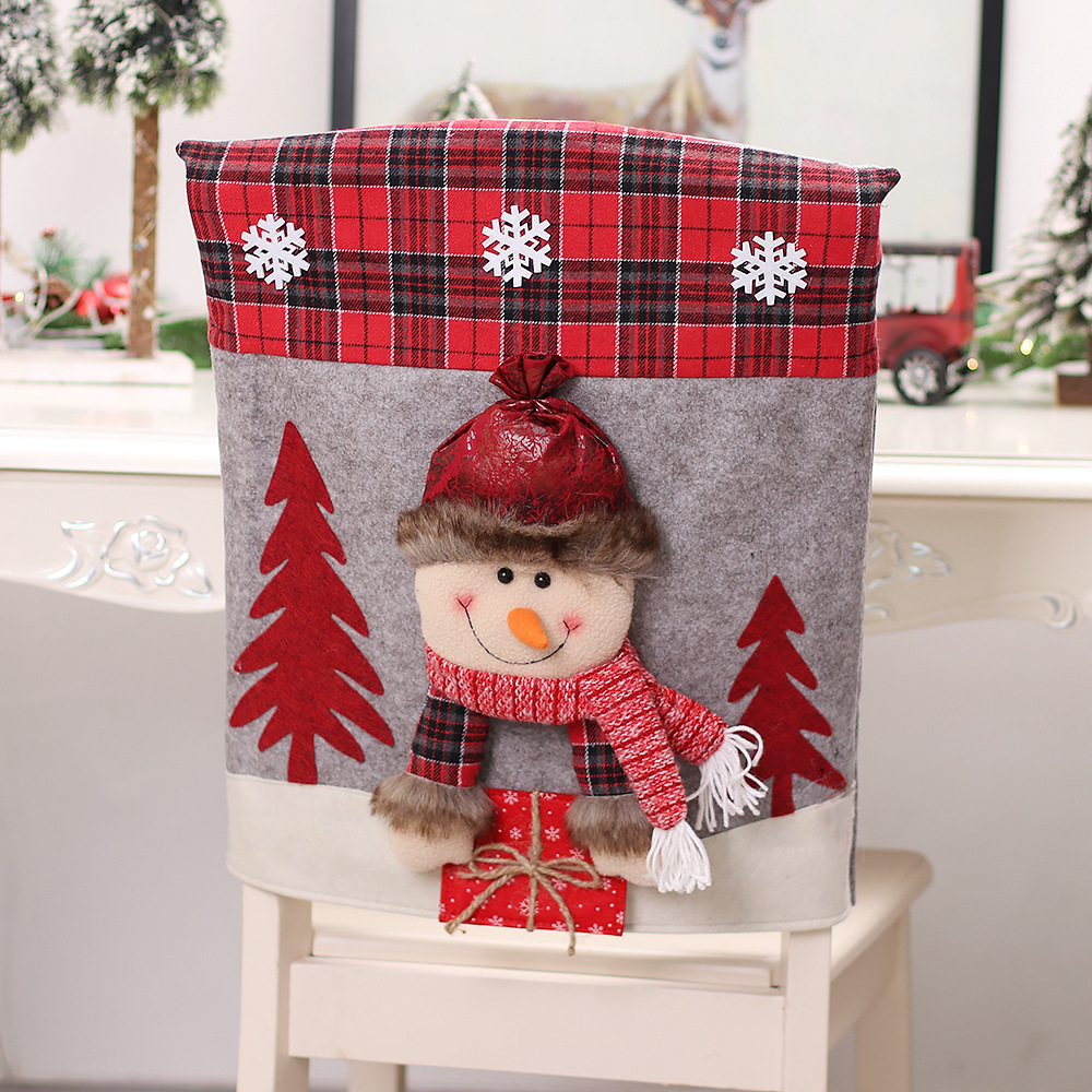 Decoration Three-dimensional Cartoon Chair Cover Santa Snowman photo 3