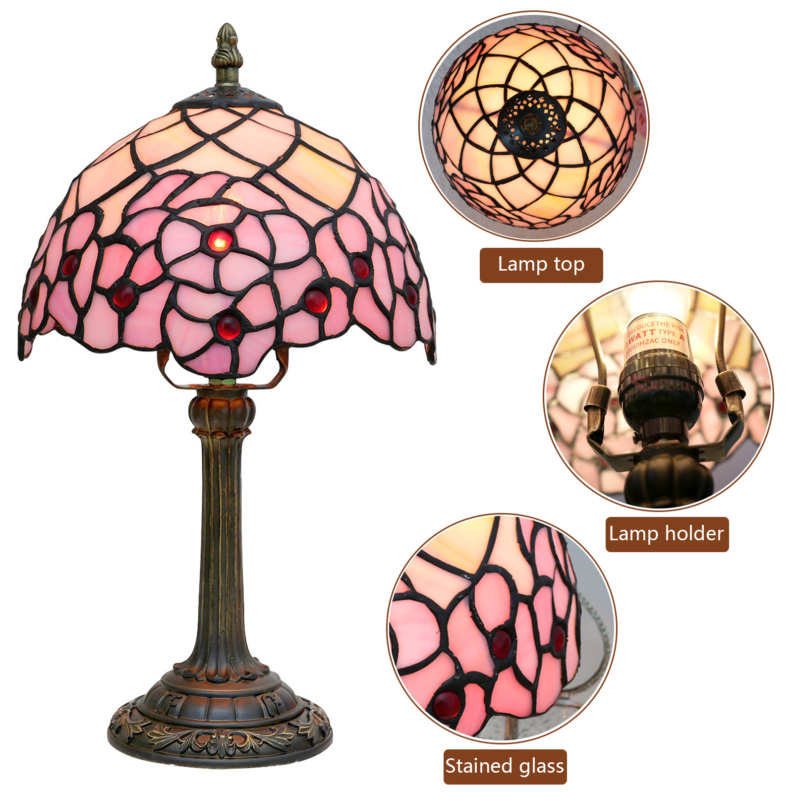 Stained Glass Bedside Desk Lamp For The Bedroom photo 3