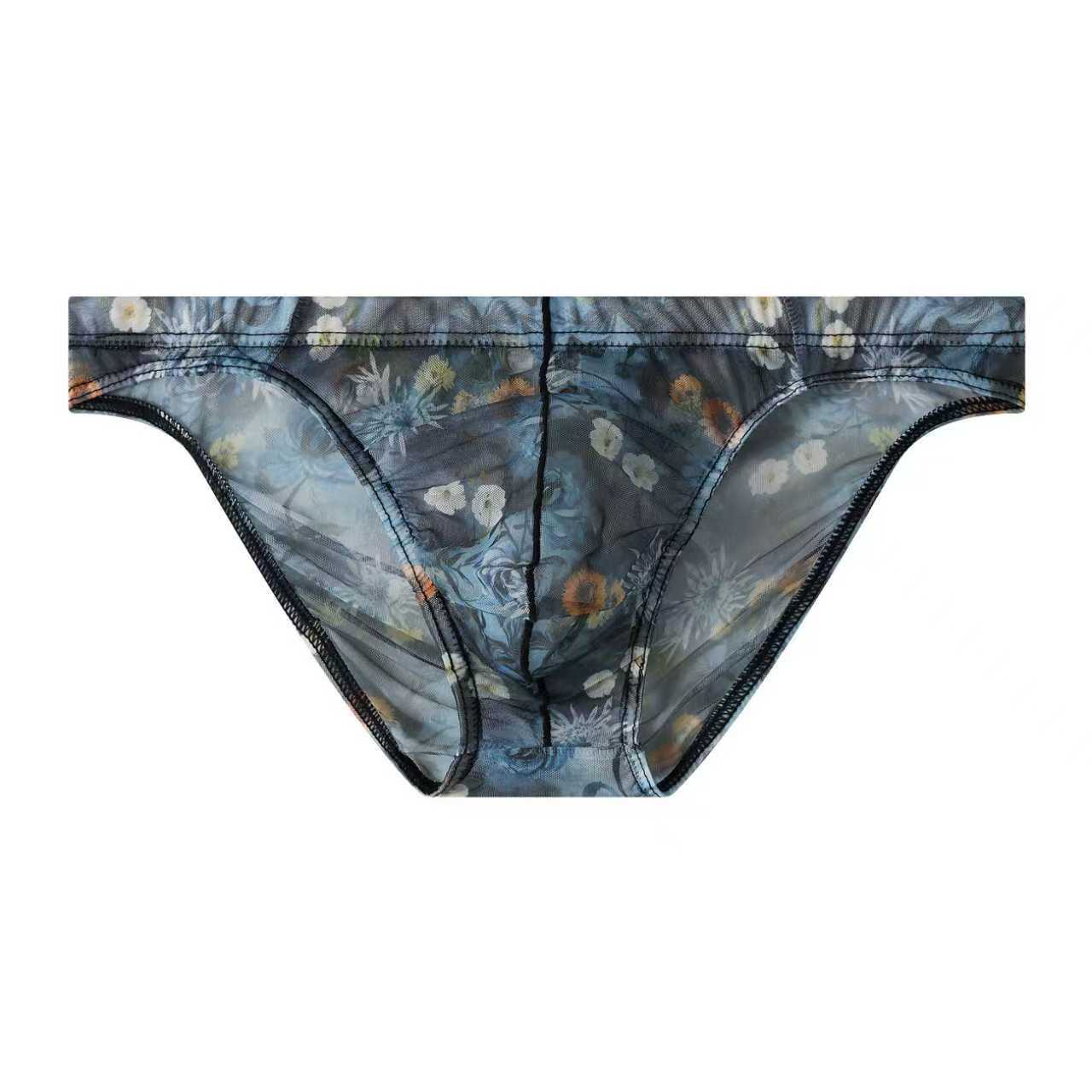 Ice Silk New-style Mens Briefs Personalized Print Breathable photo 4