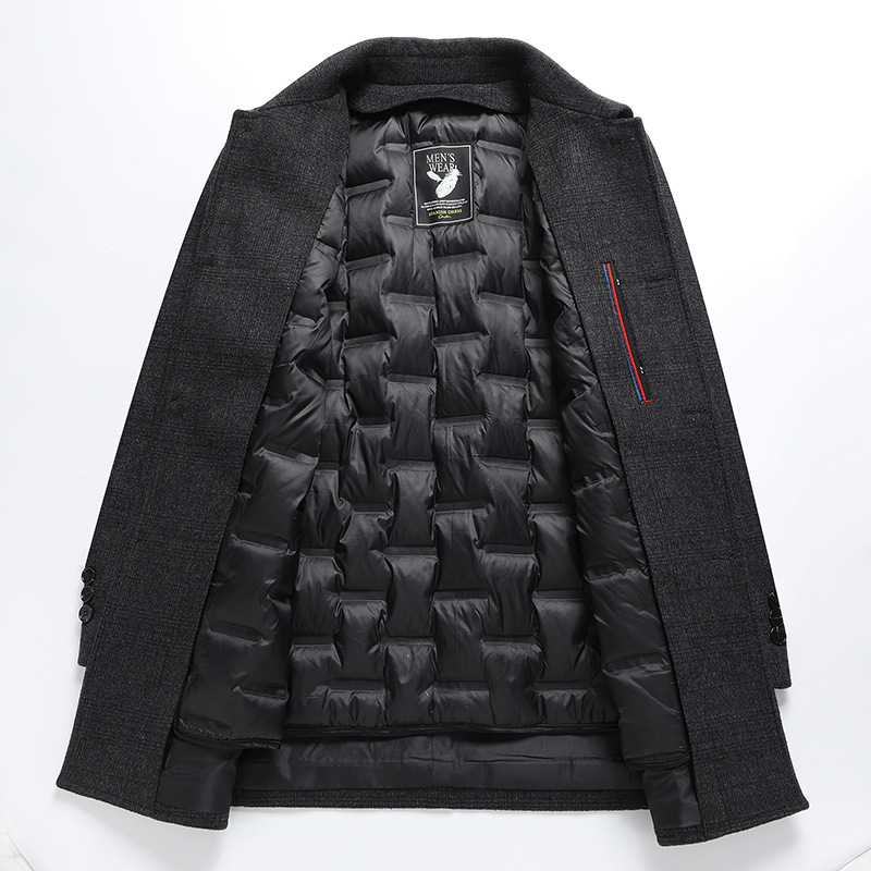 Men's Casual Wool Overcoat With A Down-lined Inner Vest photo 3