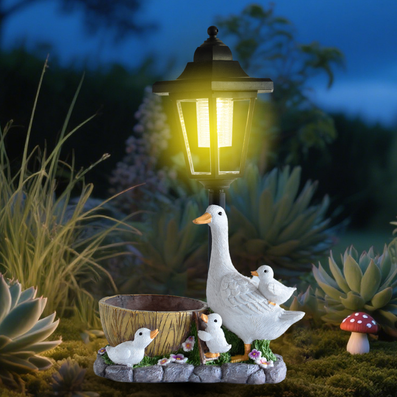 Lifelike White Duck Craft Outdoor Solar-Powered Lamp Ornament photo 6