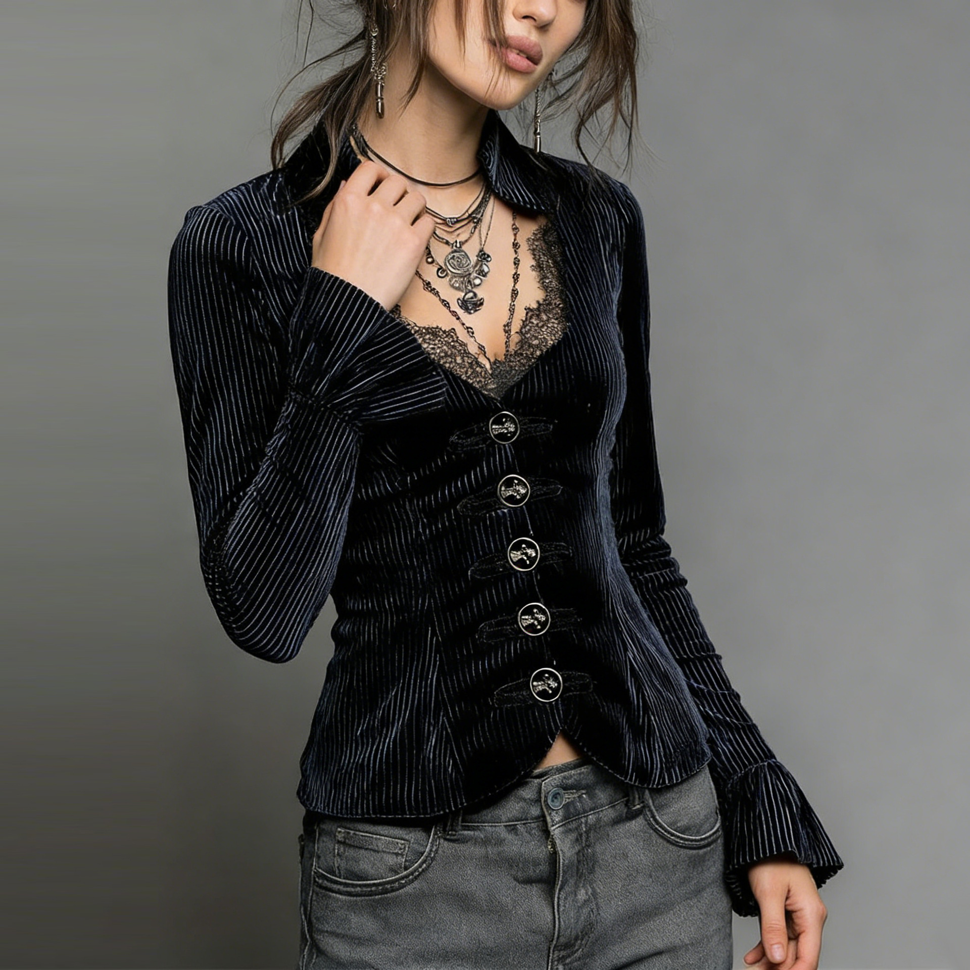 Women's V-neck Slim-fit Long-sleeve Top New Style photo 4