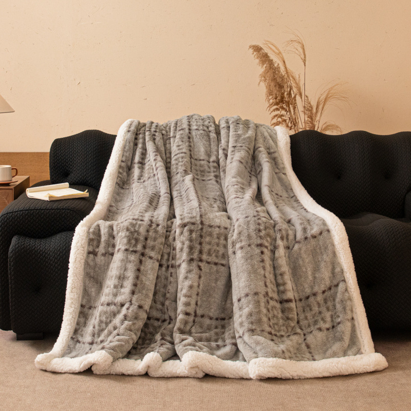 Lambswool Blanket Thickened Double-layer Shawl Blanket photo 7
