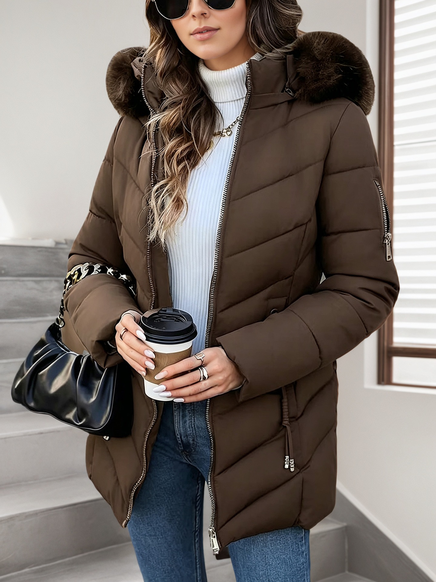 Hooded Slim-fit Versatile Down Jacket For Women photo 7