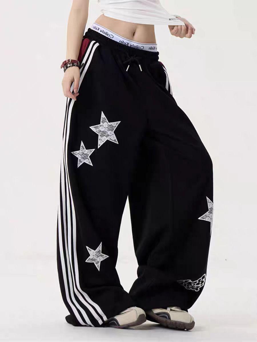 Retro Star-embroidered Casual Sports Sweatpants photo 3