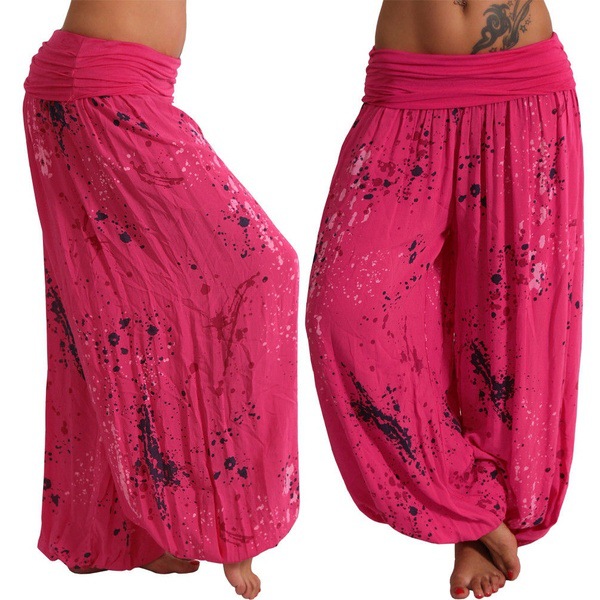 Women's Casual Loose Wide-Leg Pants With Digital Print And Drawstring photo 5