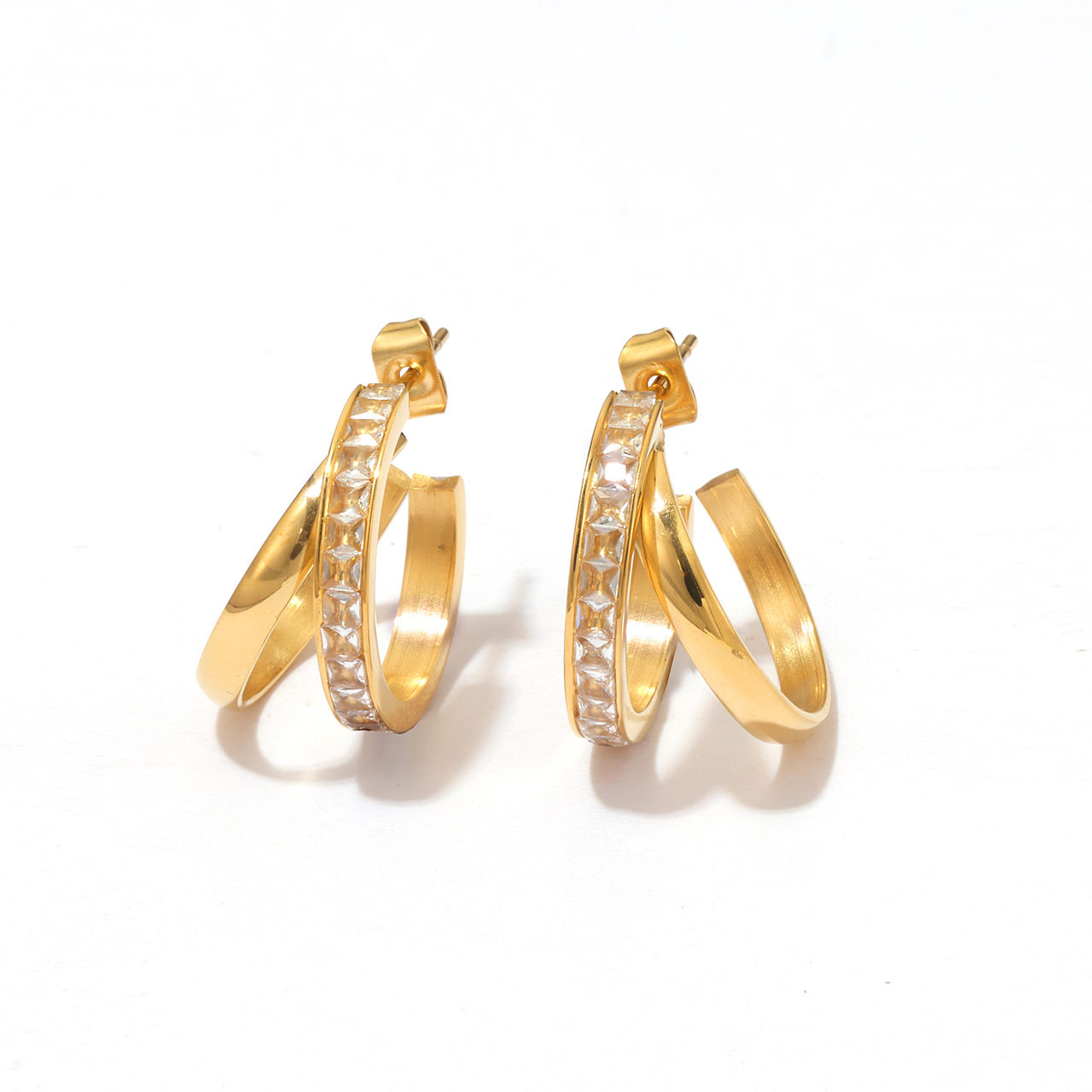 European And American-style Vintage Chic Earrings With Zircon Inlays photo 3