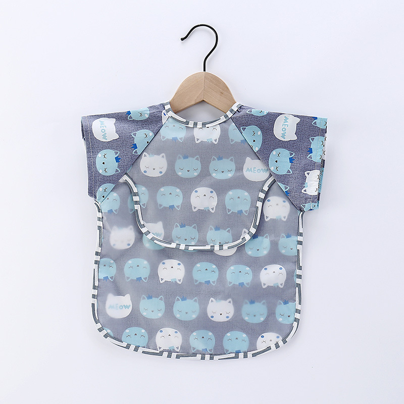 Foldable Baby Smock Bib - Waterproof Long Sleeve Feeding Apron with Pocket for Toddlers photo 6