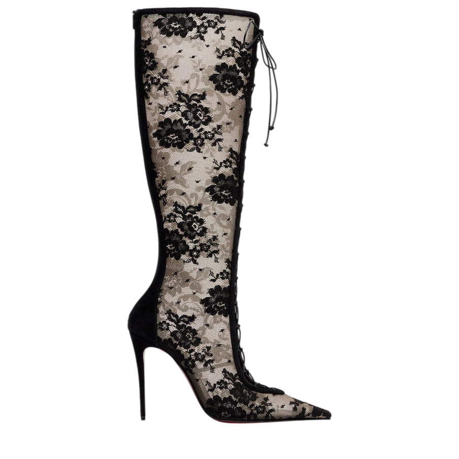 New Pointed-toe High-heeled Sexy Lace Black Over-the-knee Boots Red Sole photo 7