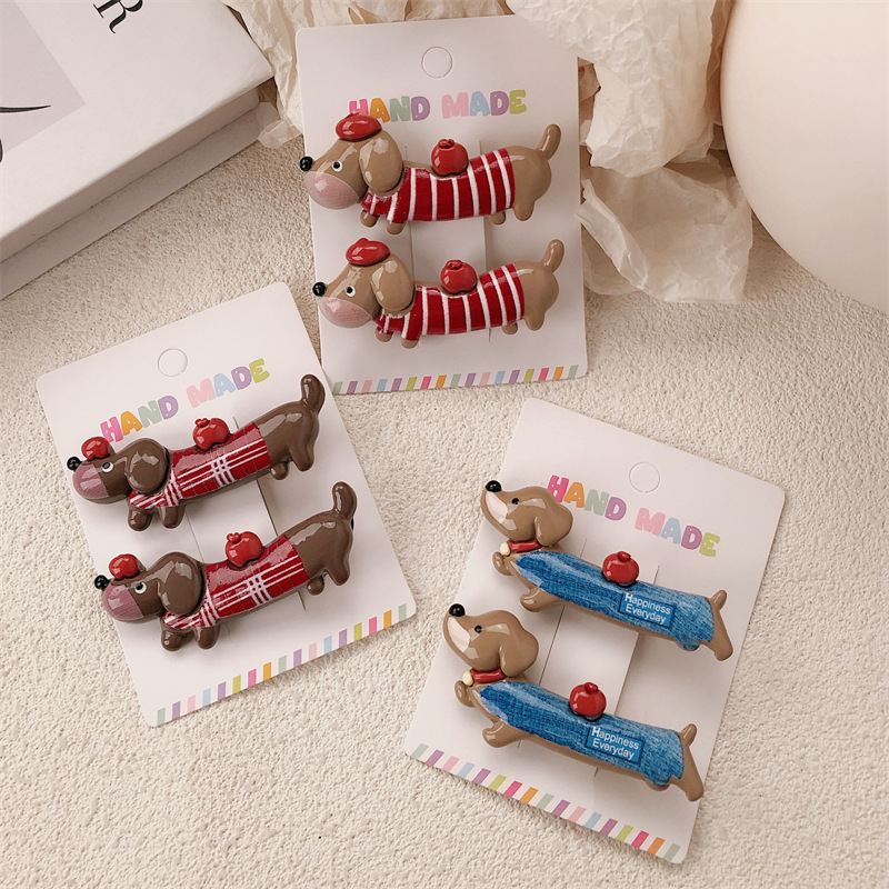 New Funny Animal Hair Clips For Dachshund PuppiesWomen's photo 2