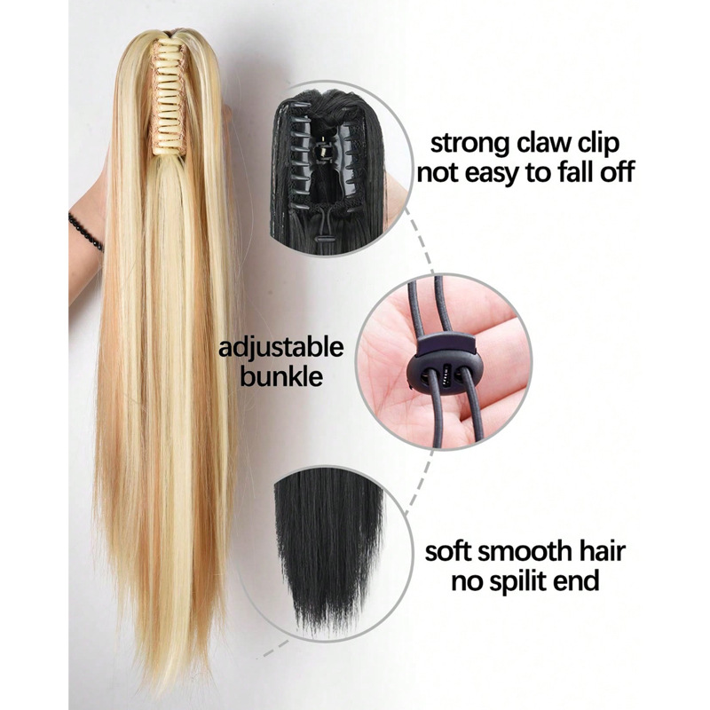 Womens Long Straight Ponytail Wig With Clip-In Medium-Length Straight Ponytail photo 8