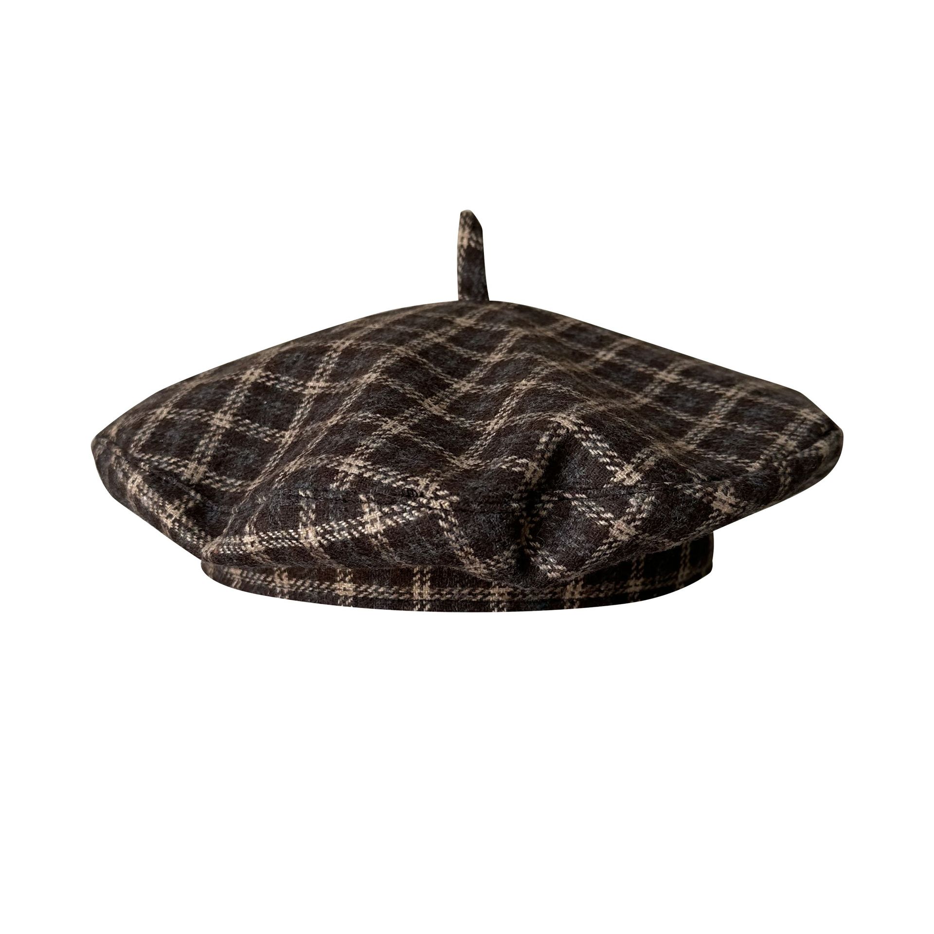 Retro-style Fashionable Beret For Women New Autumn DesignBritish Plaid Saucer Hat photo 3