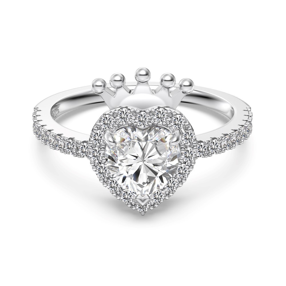 S925 Sterling Silver Crown And Heart Ring For Women photo 3