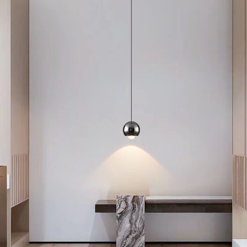Modern Minimalist Bedroom Round Ball Touch-control Dimmable Pendant Light photo 8