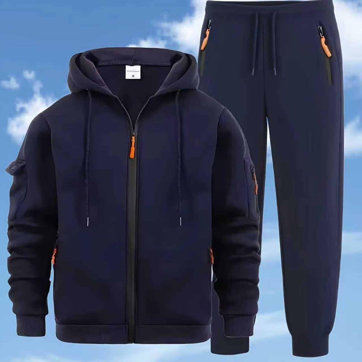 Men's Zip-up Hoodie Sweatshirt Jacket And Sweatpants Sportswear Set photo 2