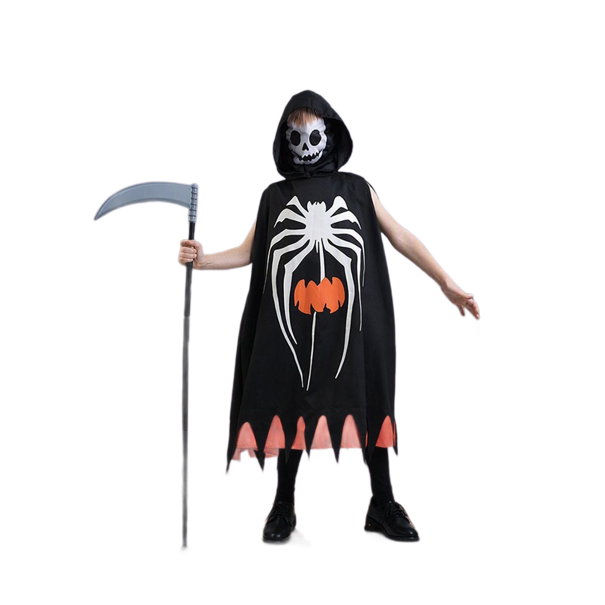 Halloween Party Costume Kids Cloak Pumpkin Spiderweb Skull Ghost Monster Cape photo 5