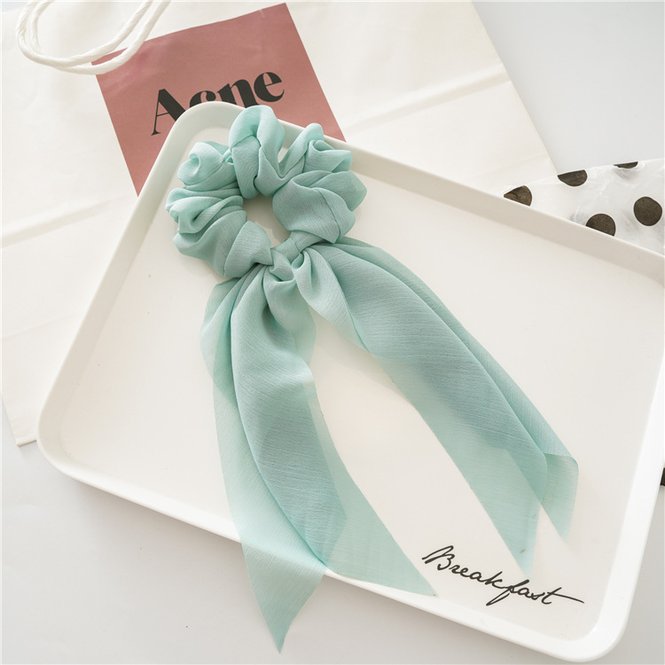 Tassel Ribbon Bow Chiffon Thin Hair Tie photo 3
