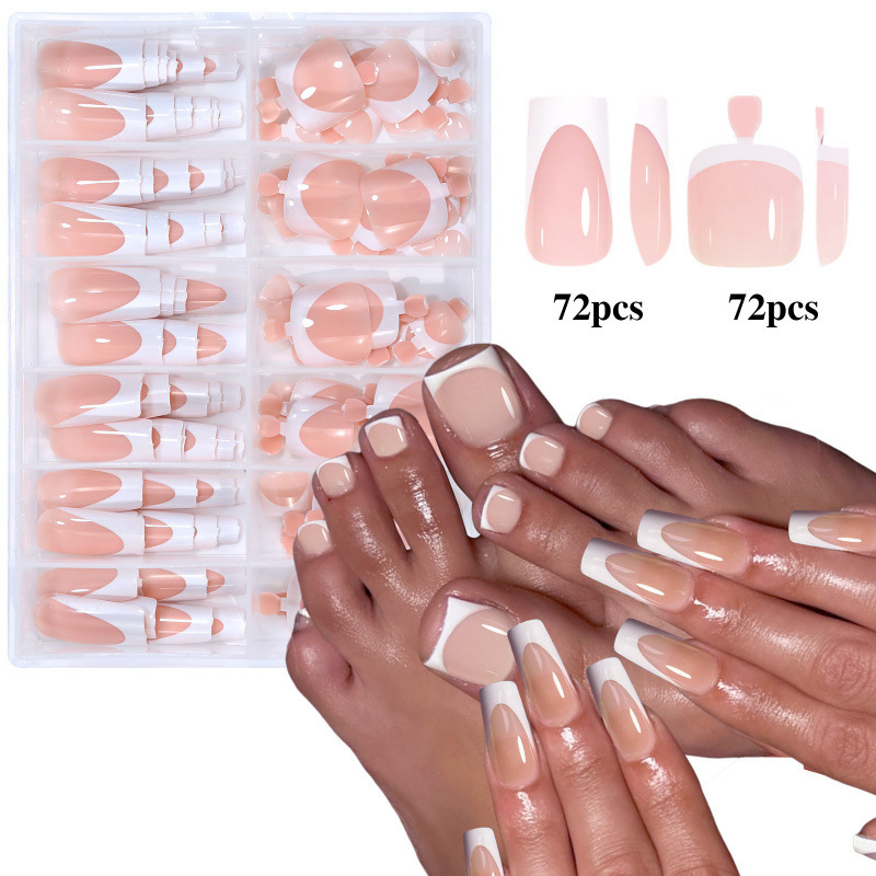 Cross-border Best-selling Nail Tips 144-piece Set Of Pre-designed Nail Art For Hands And Feet photo 5