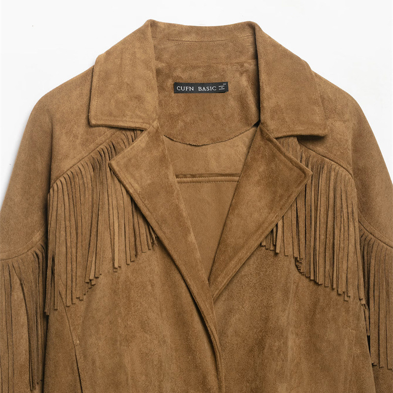 Women's Suede Tassel Jacket Coat photo 4