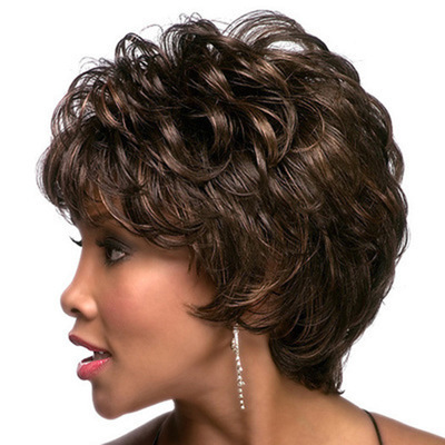 European And American-style Personalized Fluffy Short Curly Wig Cap photo 5
