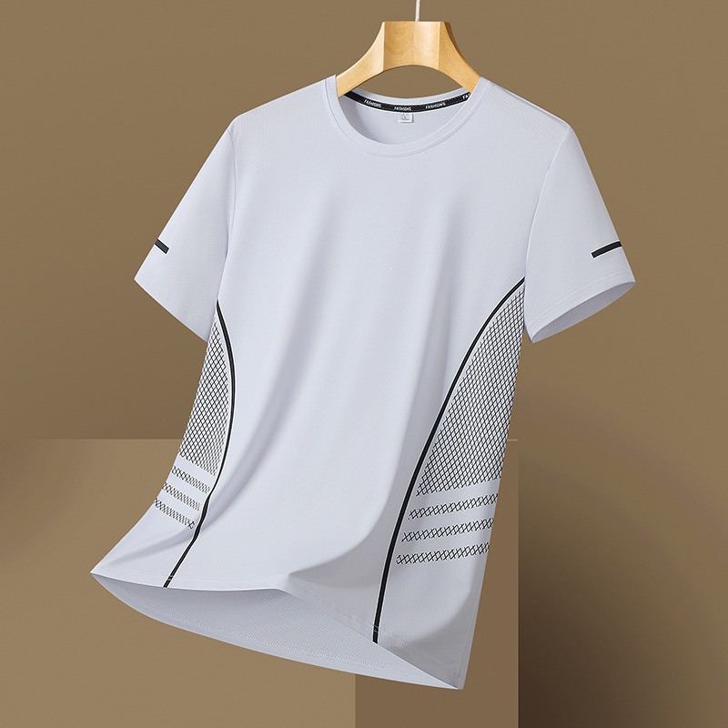 Ice-silk Quick-drying Mesh Breathable Printed Crew-neck Loose-fit T-shirt photo 7