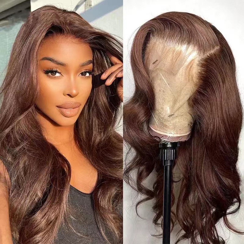 Dark Brown Large Wave Lace Front Wig Synthetic Headpiece photo 2