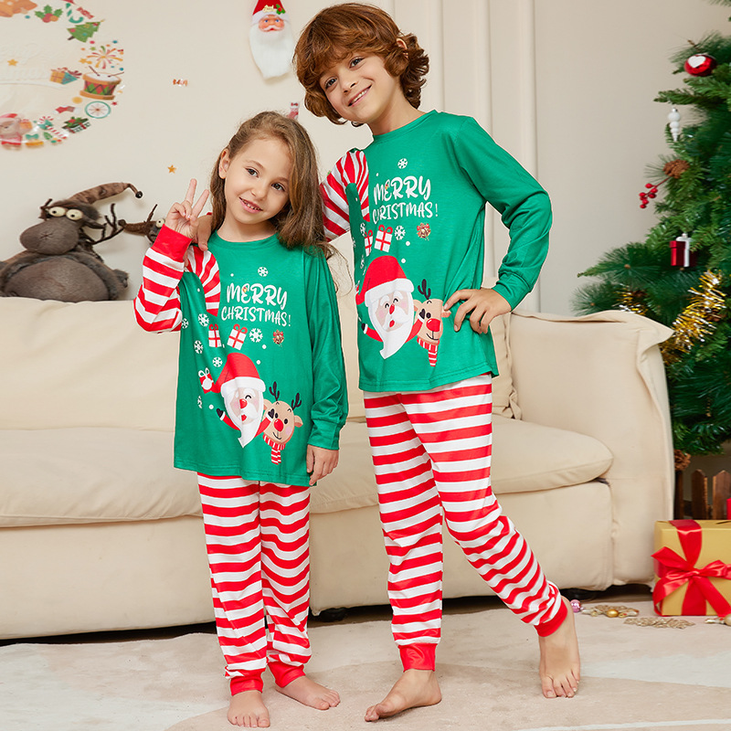 New Cartoon Santa Claus Letter Printing Parent-child Christmas Pajamas Home Wear Suit photo 4