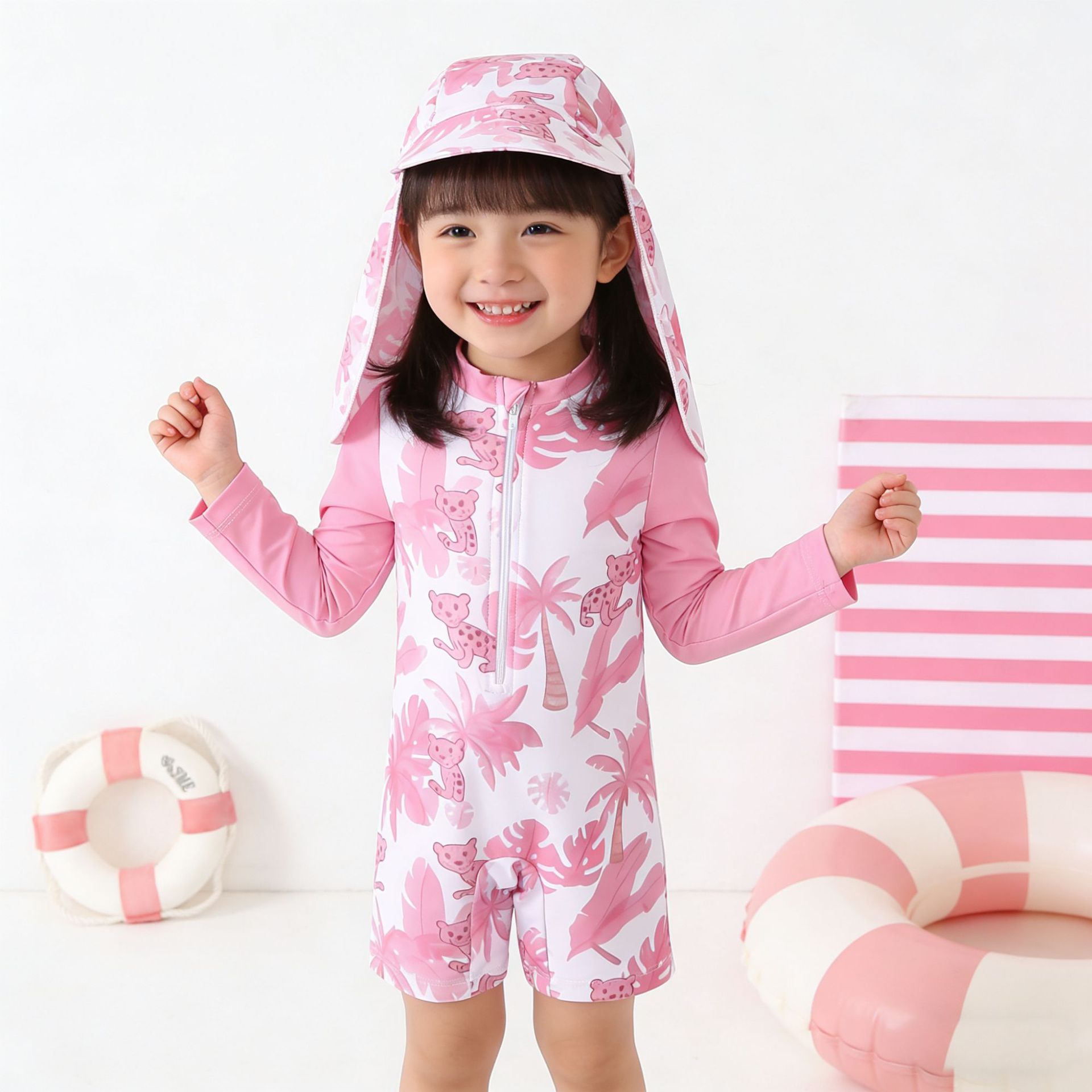 Cute Zippered Wetsuit Modest One-piece Swimsuit photo 3