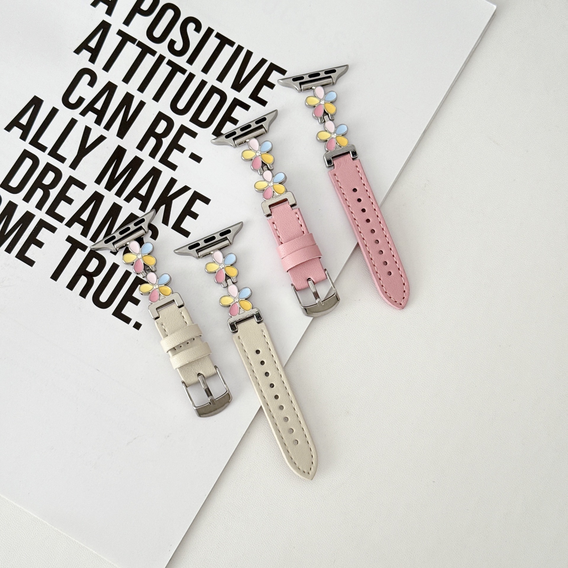 Five-color Petal-patterned Leather Watch Strap photo 8
