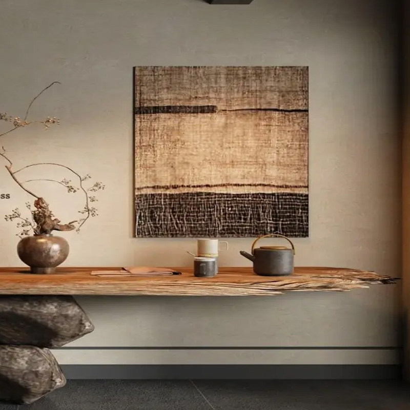 Wabi-sabi Living Room Decor Mid-century Modern Log-style Wall Art photo 6