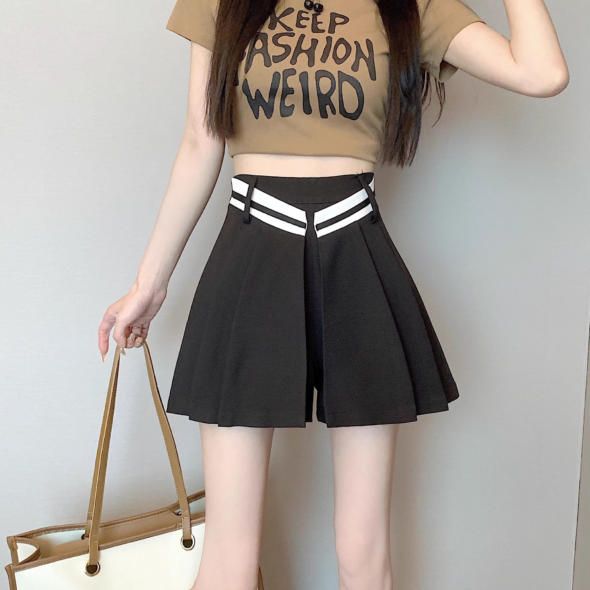 Irregular Tailored Shorts-skirt A-line Pleated Culottes For Summer photo 3