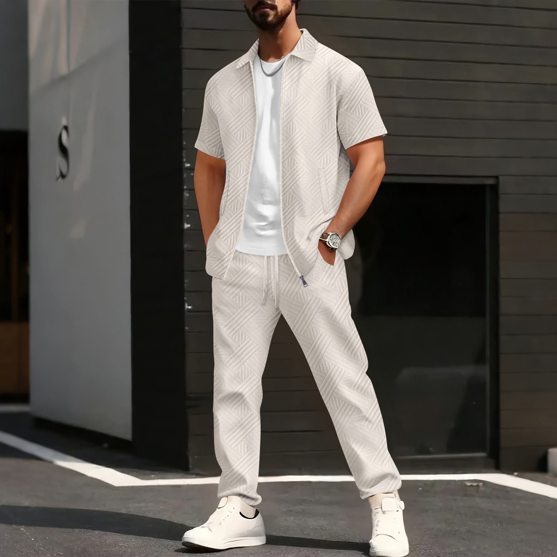 Floral Cardigan Short-sleeve Jacket, And Pants Casual Set photo 3