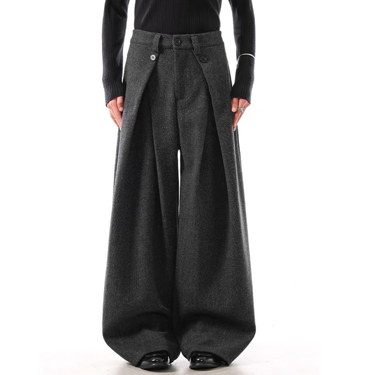 Retro Vintage-style Minimalist A-line Pleated Wool Suit Pants photo 5