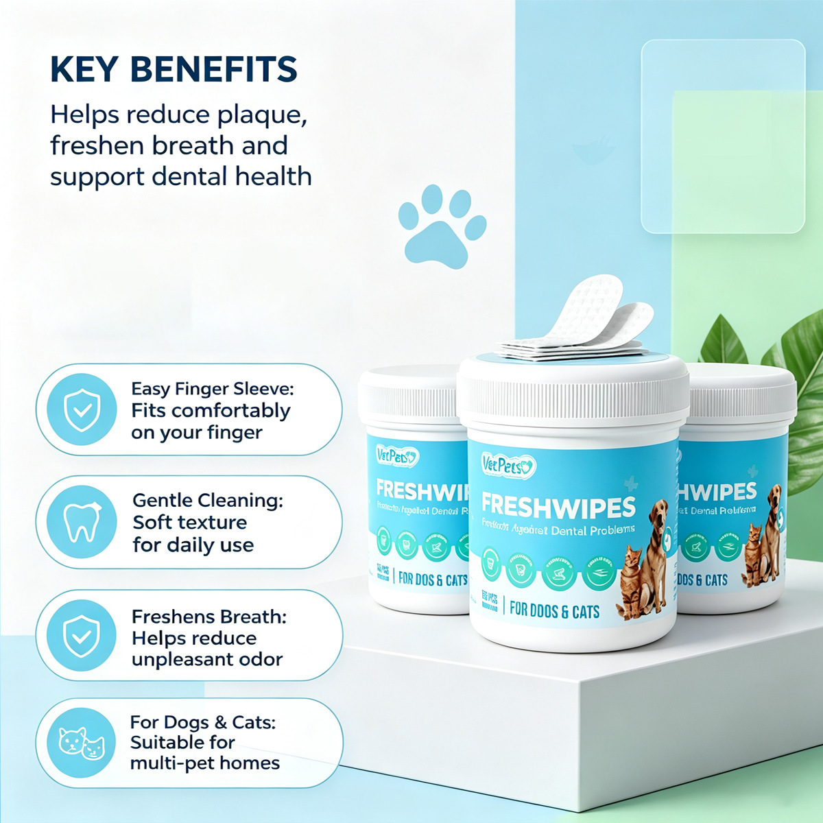 Pet Eye-Cleaning Finger Wipes For Cats And Dogs Removes Tear Stains photo 5
