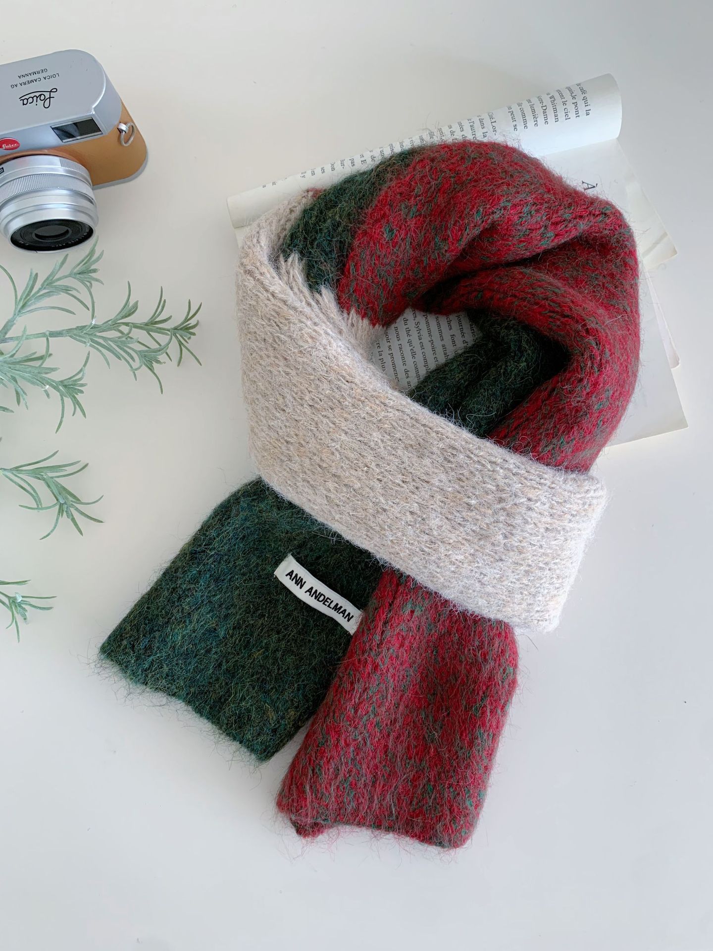 Color-block Knitted Scarf For Women Warm And Versatile photo 2