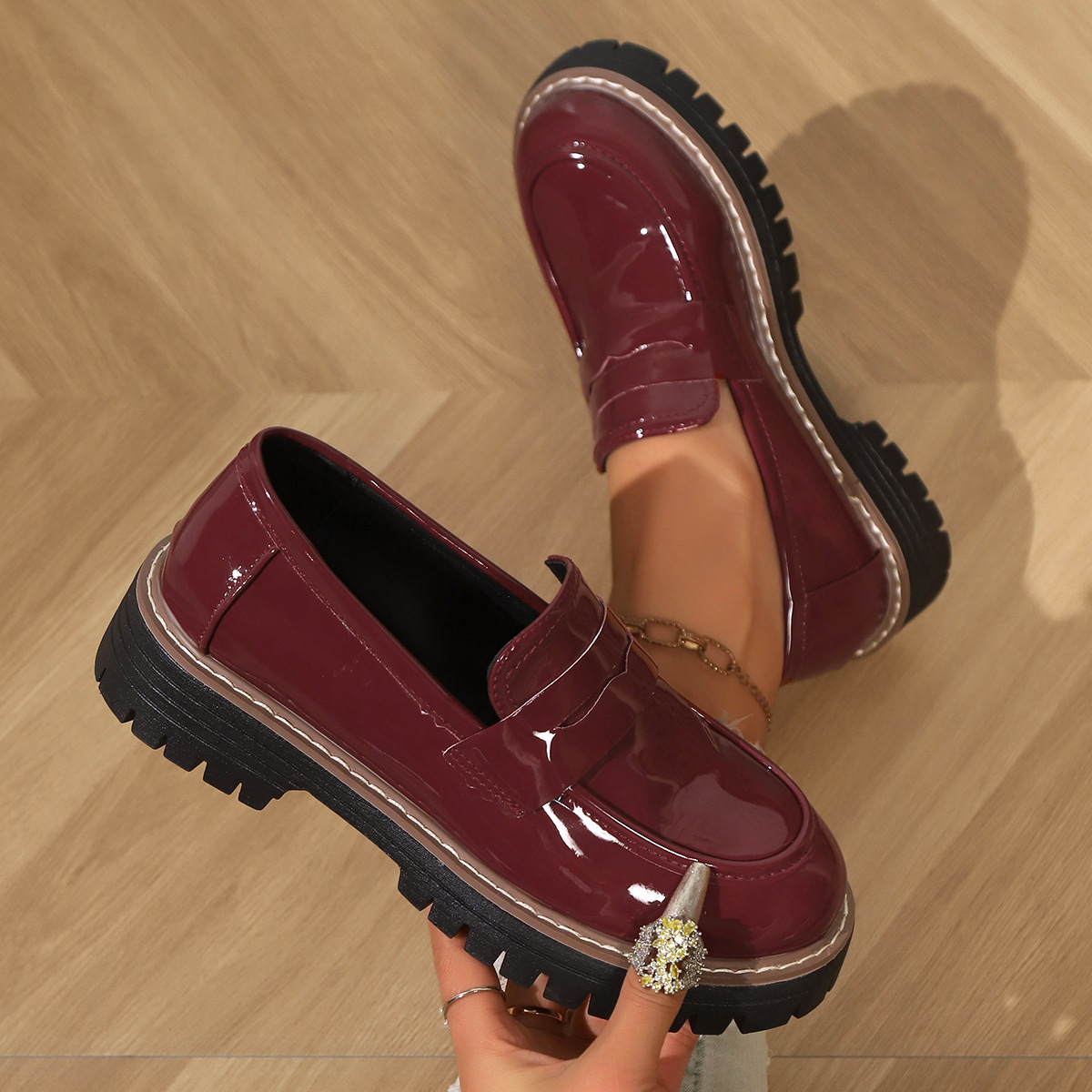 Thick-soled British-style Large-size Cross-border Loafers Platform Single-layer Shoes photo 6