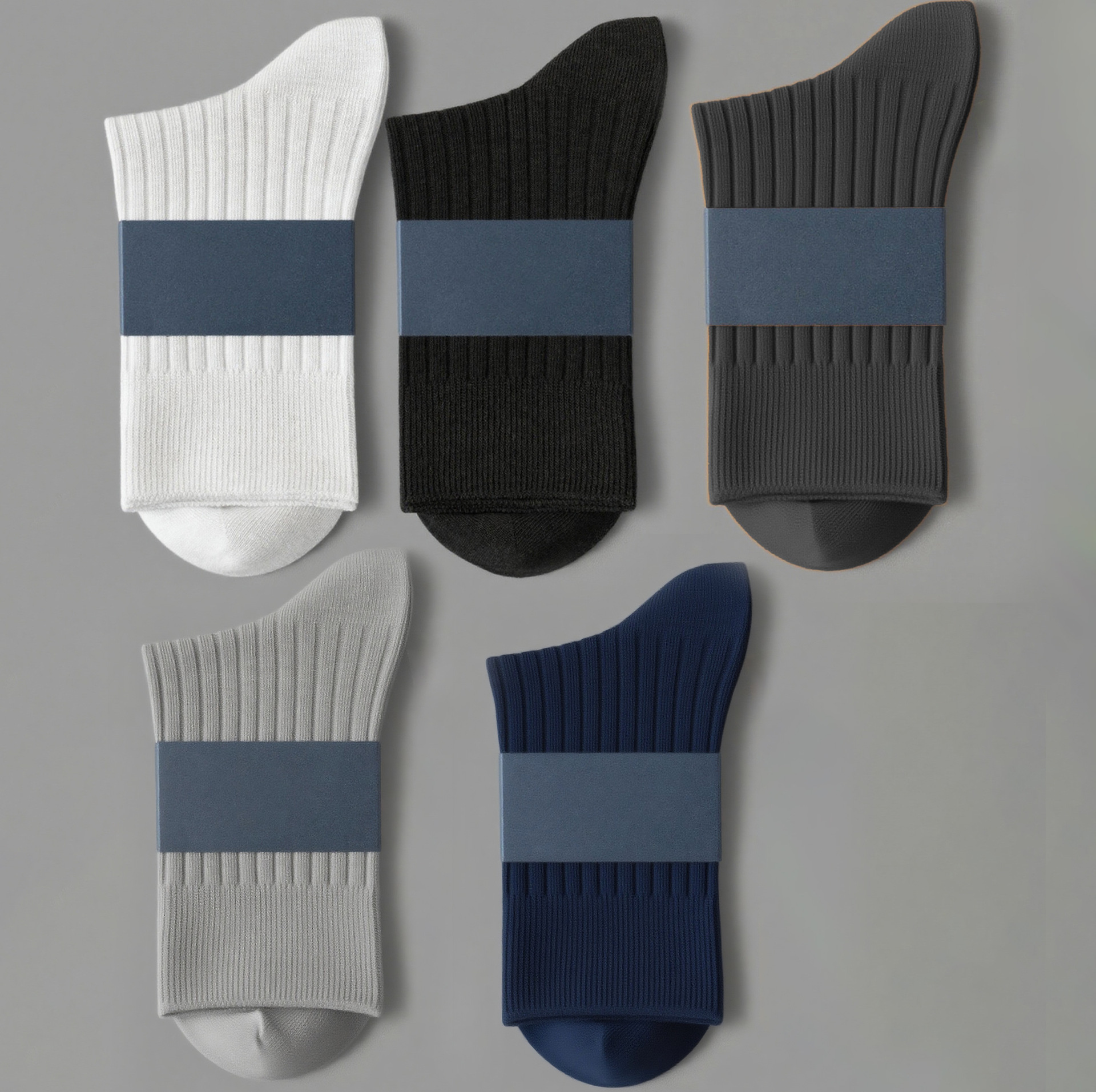 Mens Double-Needle Cotton Business Socks With Sweat-Absorbing And Deodorizing Properties photo 5