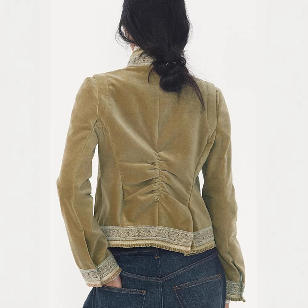 Short Lace-panelled Casual Jacket For Women photo 3